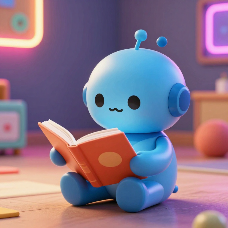 A little robot, lost in a book